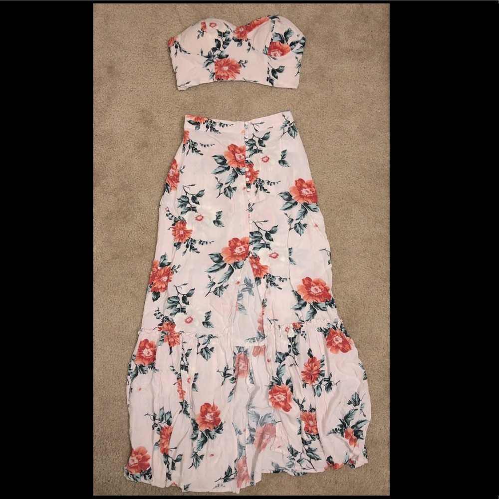 Corset Tube Top & Button Down Maxi Skirt